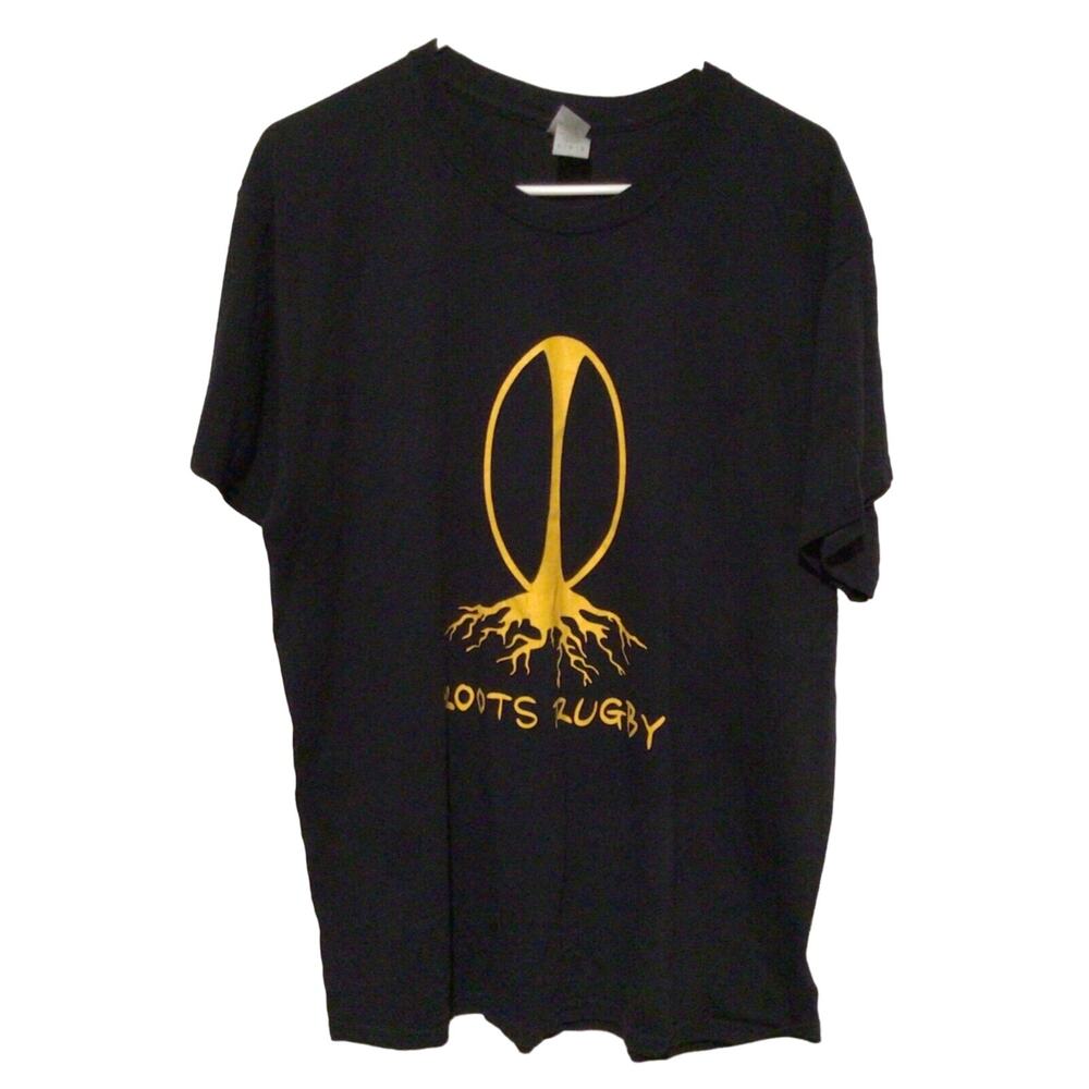 Gildan Roots Rugby Family Graphic T-Shirt Black Men's Size Large Short Sleeve